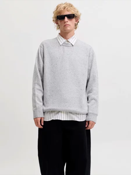 JACK & JONES Pulover JORNorrebre deschis gri