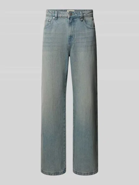 Jeansy o kroju straight fit w stylu used z ukośnymi Reternity niebieskie