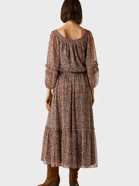 Джинсовое платье Pepe Jeans с принтом коричневое