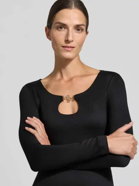 Bluzka z długim rękawem o kroju relaxed fit z elastycznej mieszanki materiałów Guess czarna