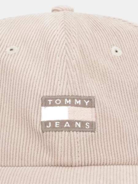 Tommy Jeans Baseball kapa iz rebrastega žameta bež