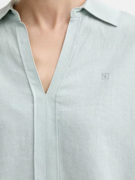 Calvin Klein blúz női lenvászonnal zöld