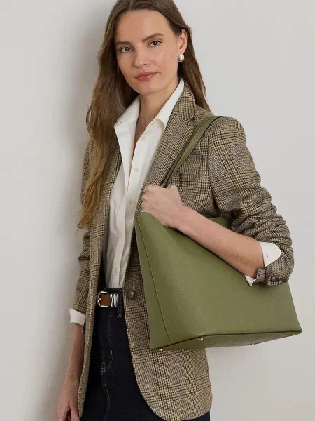 Кожаная сумка шоппер Lauren Ralph Lauren