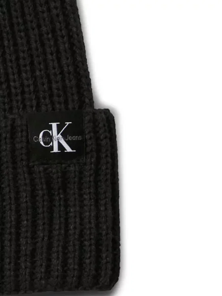 Set šal + kapa Calvin Klein Jeans Monogram Rib Scarf Beanie Set črna