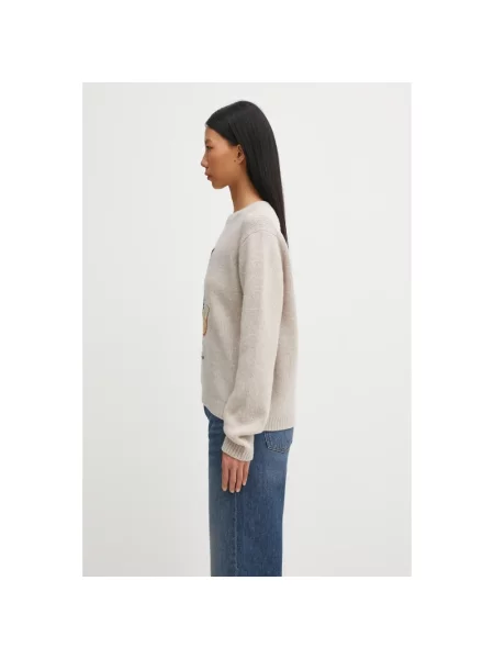 Sweter Maison Kitsune wełniany beżowy