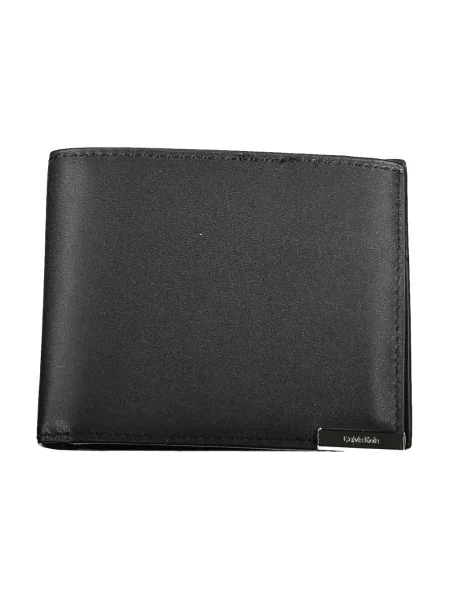 Lniany portfel Calvin Klein czarny