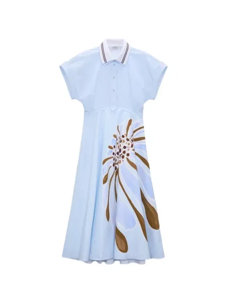 Gulerat rochie Dorothee Schumacher cu model floral albastru
