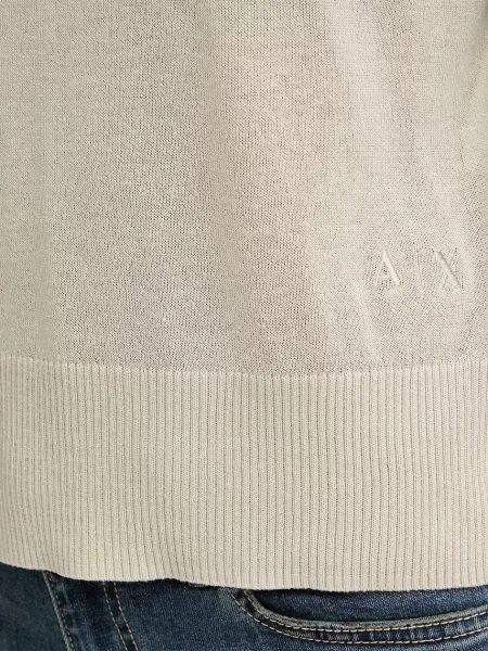 Armani Exchange Kötött pulóver len hozzáadásával bézs