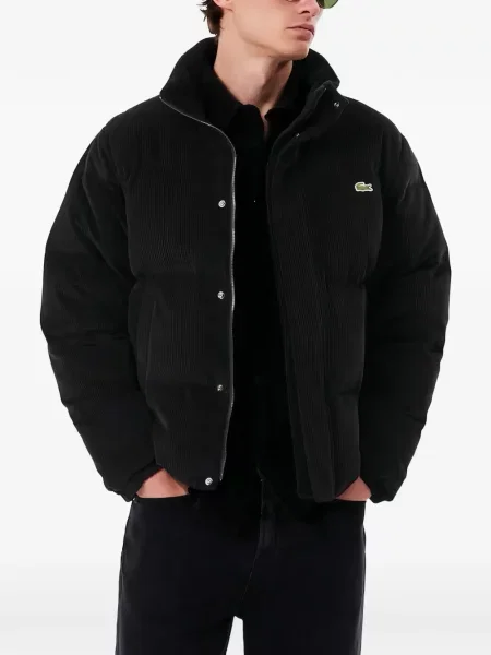 Geacă cu puf Lacoste de catifea cord negru
