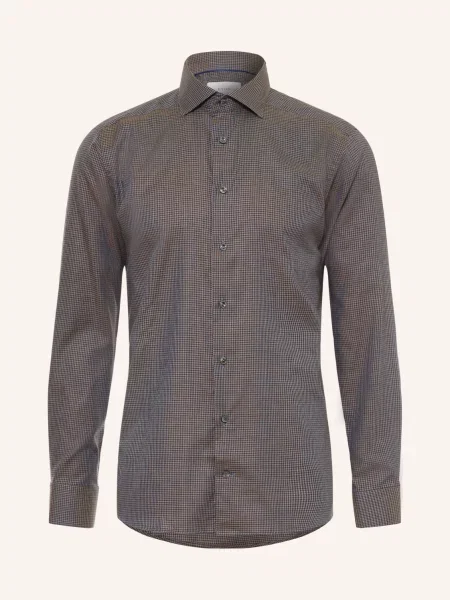 Eton Košile Slim Fit hnědá / tmavě modrá