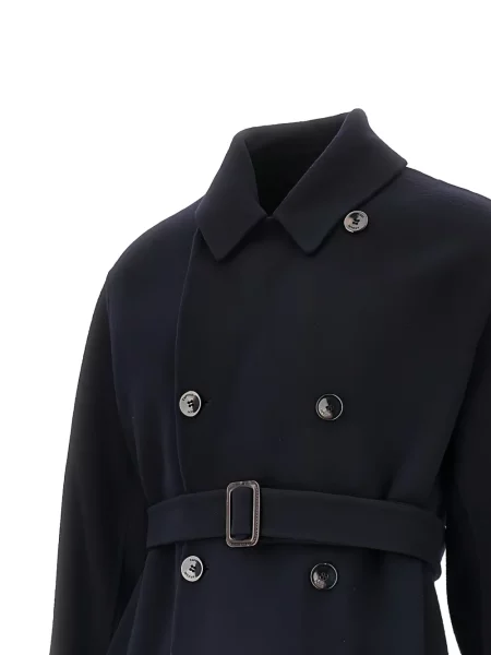 Двуредно препасан палто Emporio Armani синьо
