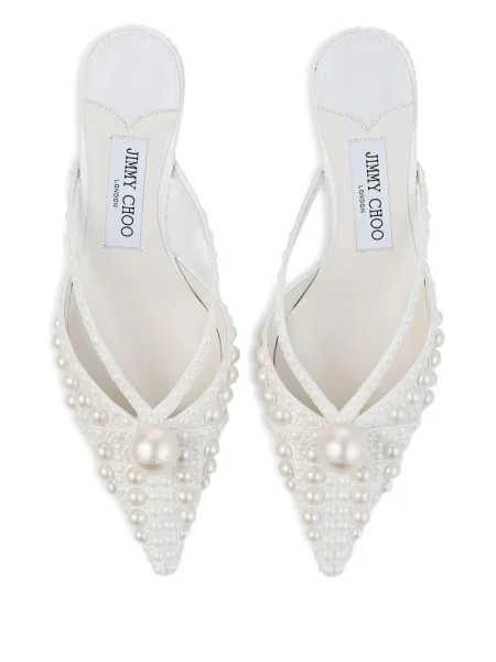 Мюли Jimmy Choo с перли бяло