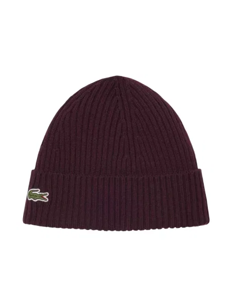 Czapka z wełny z naszywką z logo Lacoste fioletowa