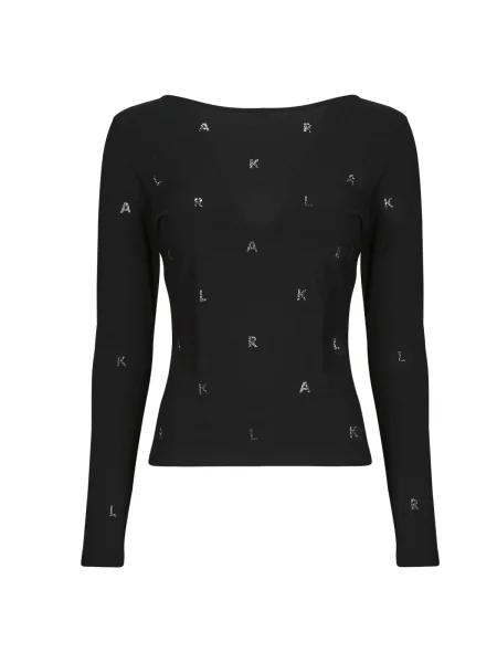 Tricou mânecă lungă Karl Lagerfeld cu spatele deschis negru