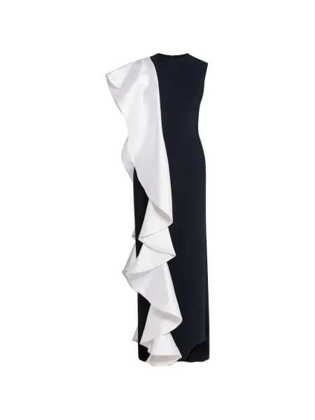 Rochie Greta Constantine cu volane de costum negru