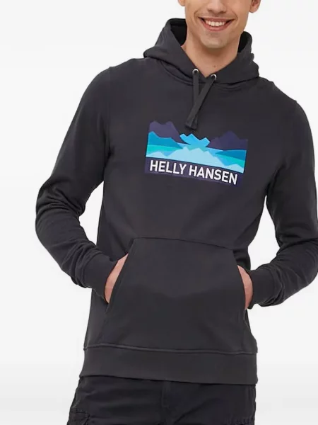 Hanorac cu glugă Helly Hansen cu imagine cu cordon gri