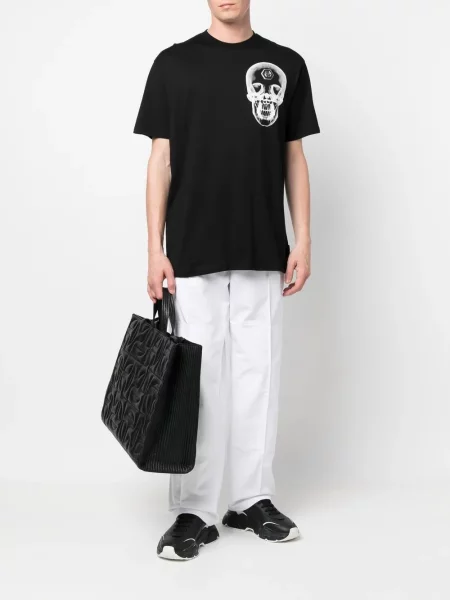 Raštuotas trumpas marškinėliai Philipp Plein juoda