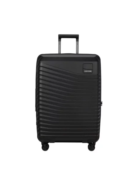 Lniana lekka walizka Samsonite czarna