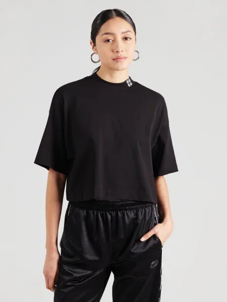 HUGO Tricou Damelody / alb negru