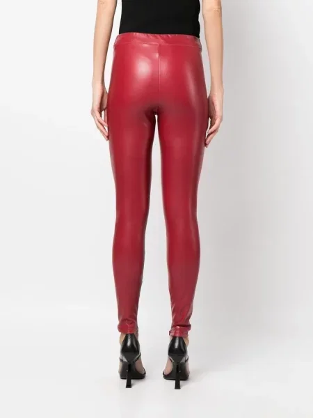 Leggings Michael Michael Kors din piele roșu
