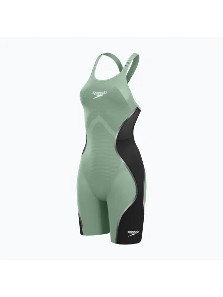 Дамски стартов бански костюм Speedo Fastskin LZR Pure Intent Openback Kneeskin country green/black/trident черно