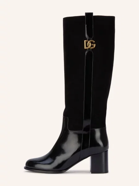 Dolce & Gabbana Kozačky / zlatá černá