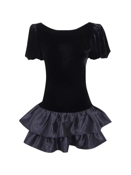 Rochie mini Rixo de catifea cu volane negru