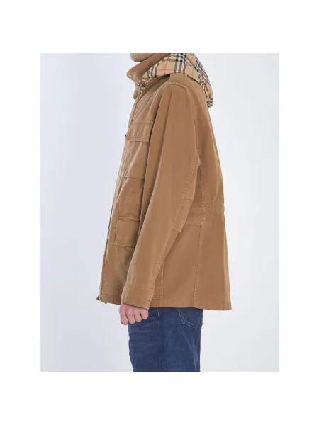 Parka Burberry z kapturem brązowa