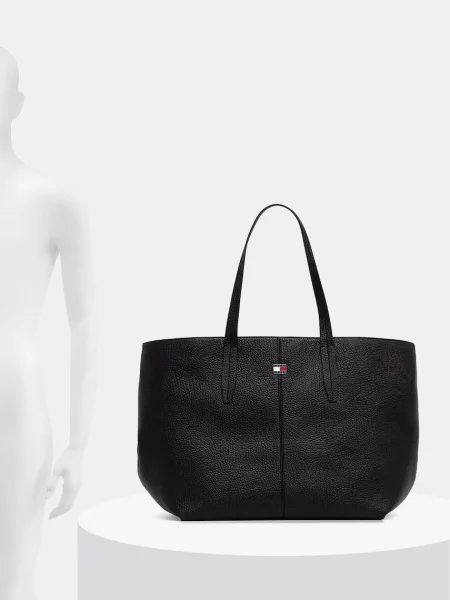 Tommy Jeans шопинг чанта дамска от имитация на кожа черно
