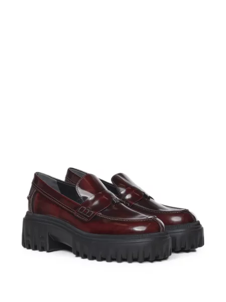 Pantofi loafer Hogan din piele chunky roșu