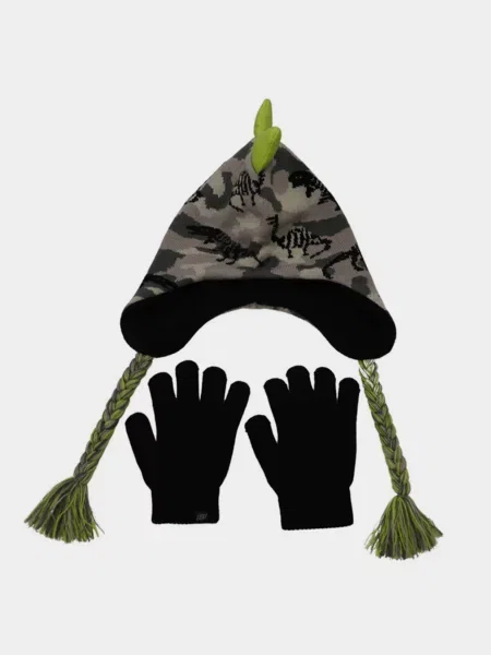 Skechers Dino Camo Jaquard Шапка/рукавички Для хлопчиків сірий