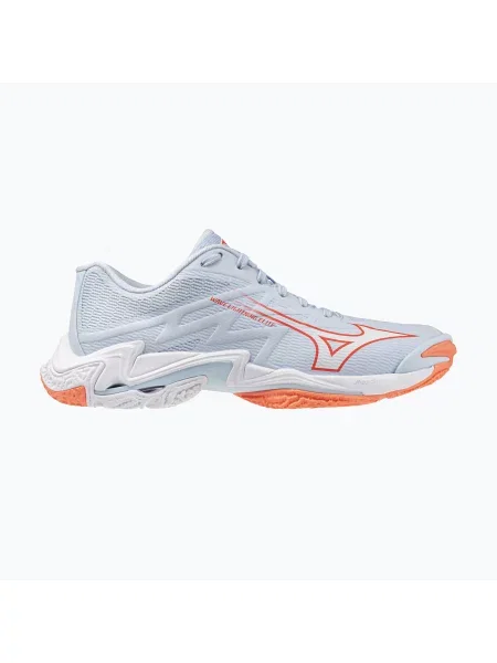 Încălțăminte de volei pentru femei Mizuno Wave Lightning Elite blue finch/white/lava orange alb