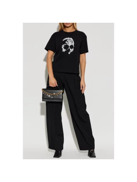 Koszulka Alexander Mcqueen koronkowa czarna