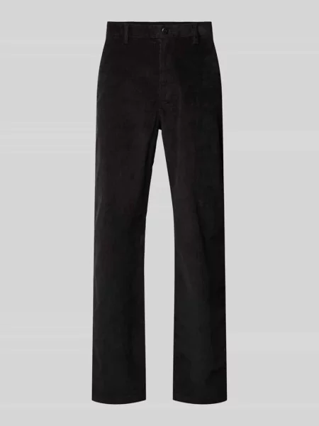 Spodnie sztruksowe o kroju straight fit z wpuszczanymi Calvin Klein Jeans czarne