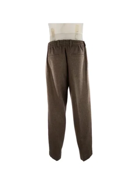 Pantaloni Myths cu model herringbone maro