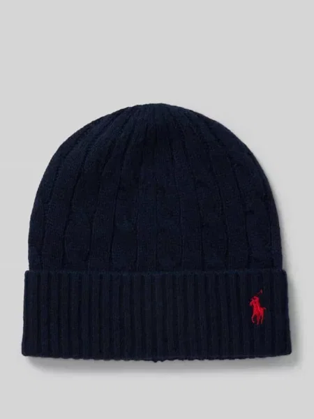 Czapka z mieszanki wełny z wyhaftowanym logo Polo Ralph Lauren granatowa