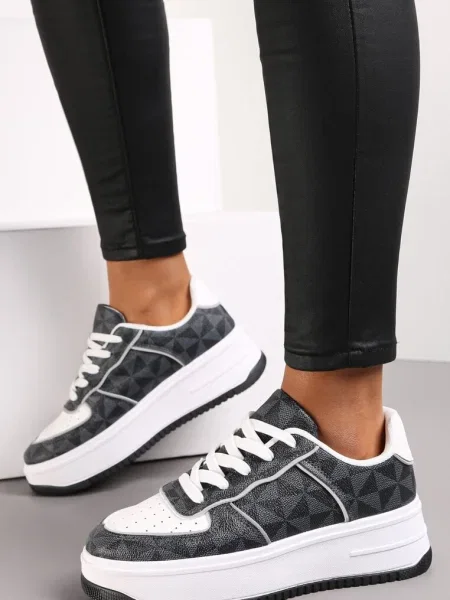 Sneakers cu Model Geometric pe Platformă Vihid gri