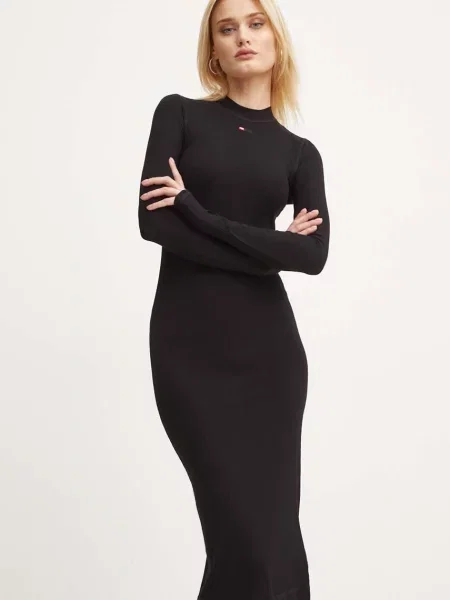 Diesel rochie D-MOKKY-LS-MICRODIV midi mulata negru