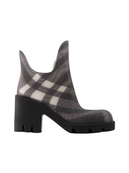 Dzianinowe kozaki Burberry w kratę czarne
