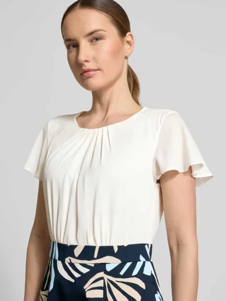Taliowana sukienka casualowa z tasiemką w talii S.oliver Black Label biała