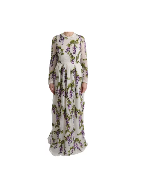 Haftowana sukienka maxi Dolce And Gabbana w kwiatki