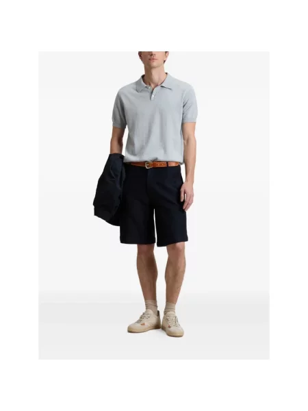 Dzianinowa koszulka polo Woolrich niebieska