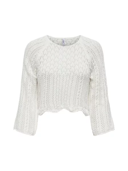 Sweter z dzianiny z mieszanki bawełny w kroju regular fit model NOLA LIFE' Only biały