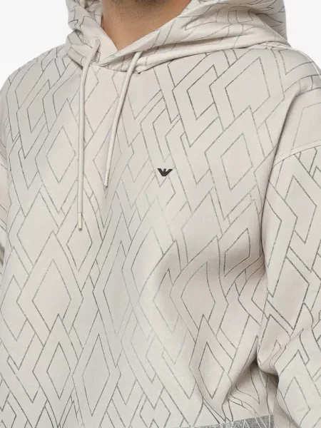 Majica s kapuljačom Emporio Armani s printom plava