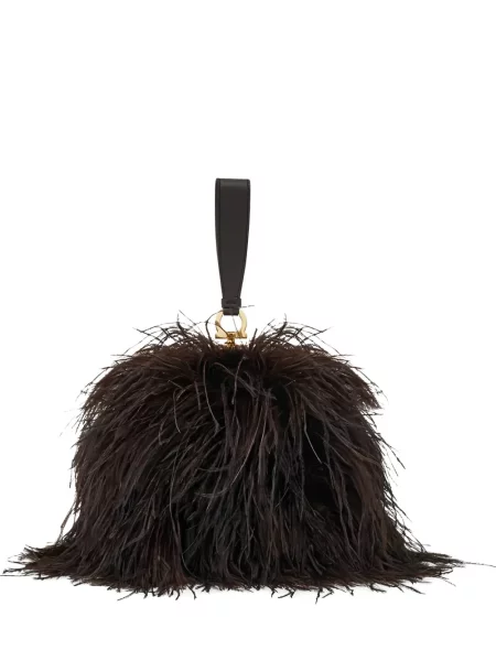 Shopperka Ferragamo w piórka brązowa