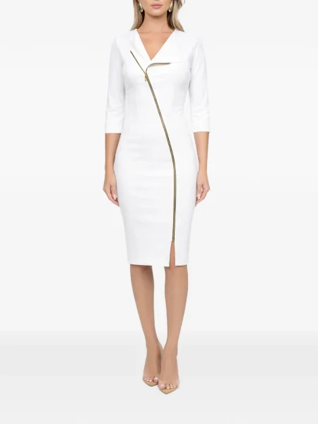 Rochie midi Roserry până la genunchi de costum alb
