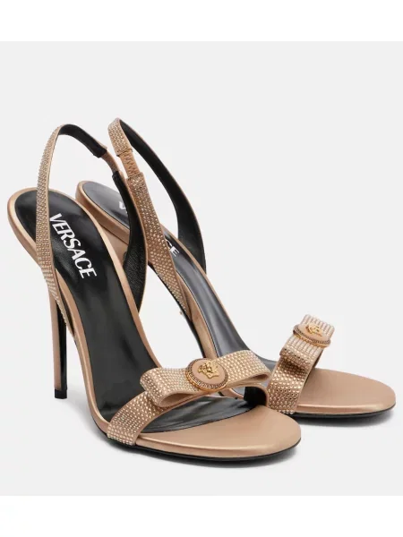 Sandale Versace din satin bej