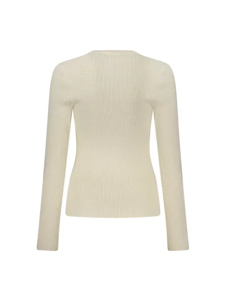 Bluzka z długim rękawem o kroju slim fit z mieszanki model Ellie' Guess beżowa