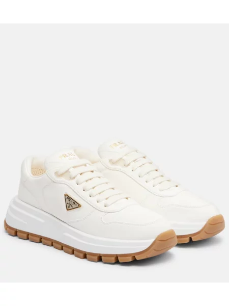 Sneakerși Prada din piele alb