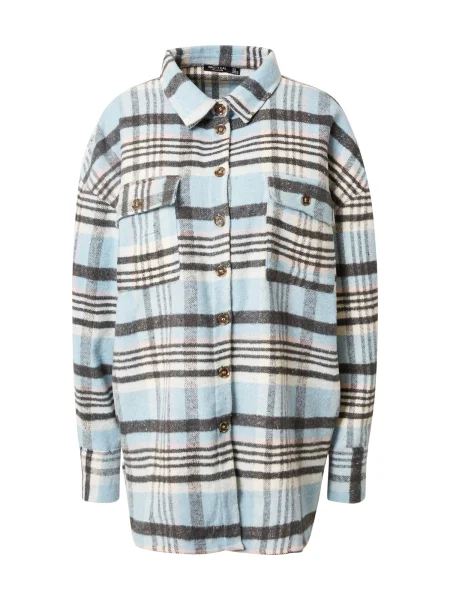 Nasty Gal Dolga srajca svetlo modra / pegasto črna bela